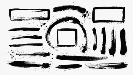 Poster - A set of black brush strokes on a white background