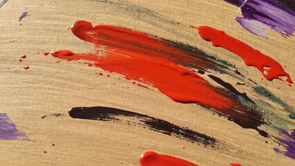 Poster - A close-up of a painting with vibrant red paint strokes
