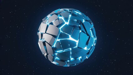 Poster - a glowing sphere with blue lights in the center