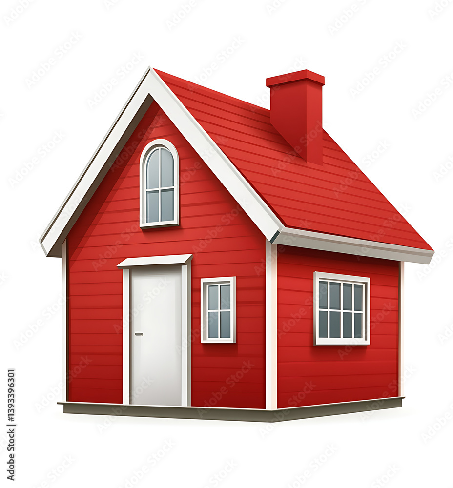 vector icon of red house, white background, png element, white space in ...