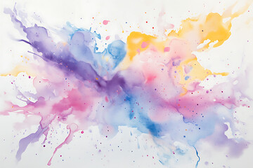Poster - Watercolor background, pastel colors, white canvas, pink, purple, blue, and yellow.