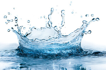 Poster - Water splash on a white background, with a banner and copy space area.