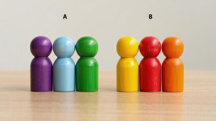 Fototapete - Two groups of people A and B. Social experiments. Control group. Surveys and statistics collection. Division into two types. Study of society and social technologies.