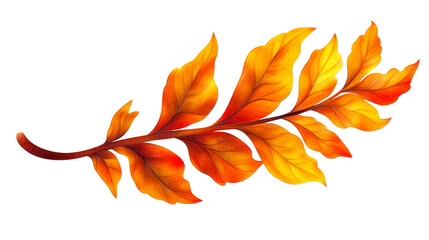 Wall Mural - Autumn leaves on branch with vibrant colors, cut out transparent