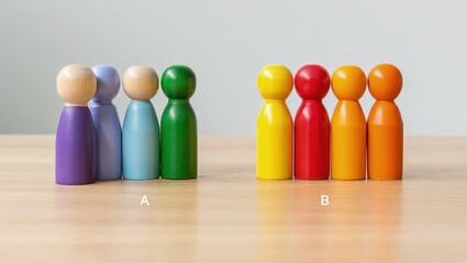 Leinwandbilder - Two groups of people A and B. Social experiments. Control group. Surveys and statistics collection. Division into two types. Study of society and social technologies.