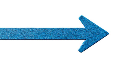 Rough blue arrow pointing right on black, cut out transparent