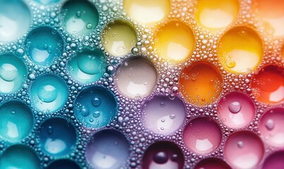 Poster - A mesmerizing close-up of vibrant, multicolored spheres glistening with tiny water droplets.