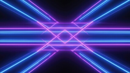 Poster - A futuristic design featuring a blue and pink neon light pattern on a black background