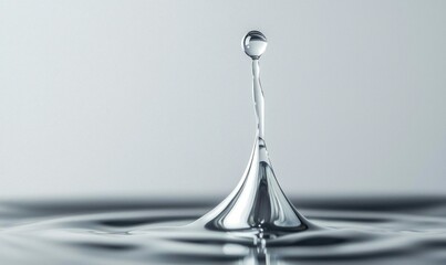 Poster - Captivating macro image of a water droplet impacting a calm surface creating mesmerizing ripples.