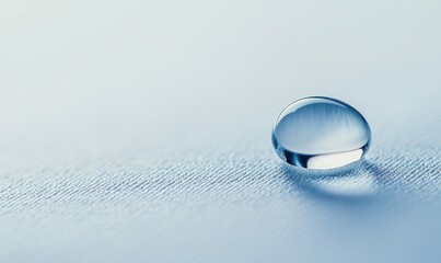 Poster - A single, perfectly formed water droplet clings to a textured surface, showcasing its pristine clarity.
