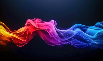 Poster - Abstract wave of colorful smoke creates a mesmerizing, dynamic background on dark backdrop.