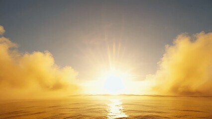 Poster - a clear blue sky with a bright sun shining down on the ocean waves