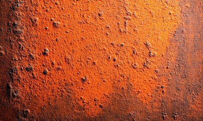 Poster - Intense orange texture with dark brown edges creates an abstract and industrial background.