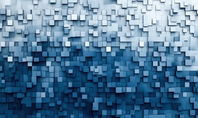 Poster - An elegant, modern 3D rendering of blue gradient squares creates a visually stunning pattern.