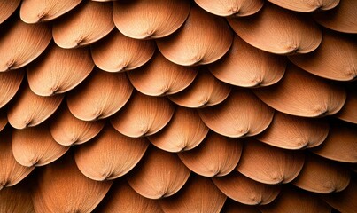 Poster - A captivating close-up shows an overlapping pattern of textured, brown, petal-like shapes in warm earth tones.