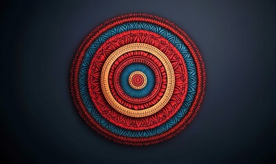 Poster - Intricate colorful mandala pattern on a dark background, ideal for artistic and decorative projects.