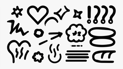 Poster - Set of simple hand-drawn illustrations on a white background, great for various design needs