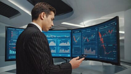 Poster - A person in a suit looking at their smartphone