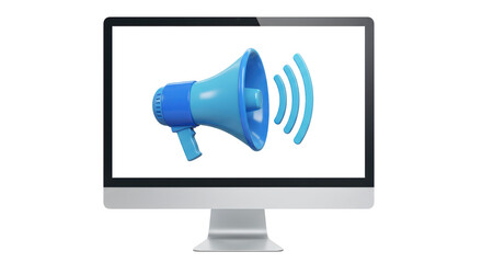 Poster - Isolated Computer Screen Displaying Loudspeaker for Digital Announcement