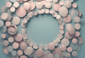 Poster - combination background circle 3d tones circles render harmonious pastel abstract light pink random fun christmas copy balloon duplication illustration harmony air colourful holiday clone vector group
