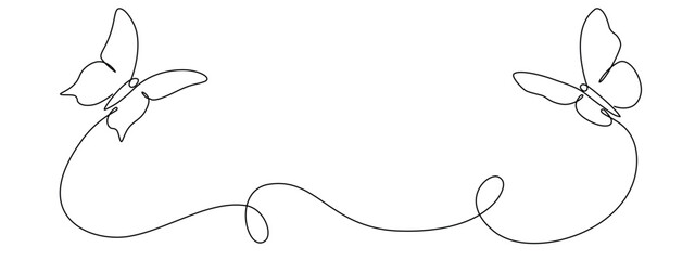 Poster - Butterfly drawing drawn with one continuous line. Vector editable single line design of beautiful butterfly for business, social media. Concept of spring, nature.