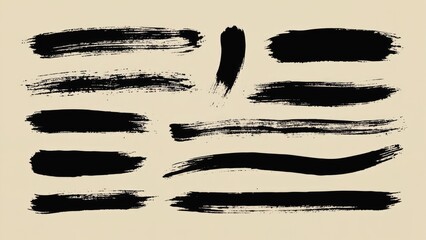 Poster - a set of black brush strokes on a white background