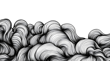 Canvas Print - Wavy graphic background of flowing hair or smoke design, cut out transparent