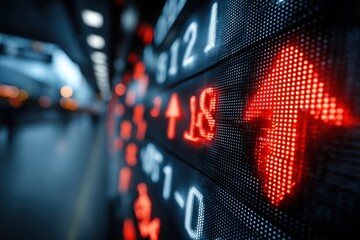Poster - close-up of a stock market ticker showing rising trend and positive market sentiment displayed on di