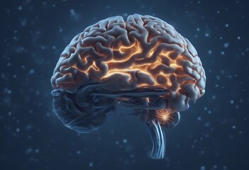 Poster - blue dark digital brain human background illustration technology mind magnetic resonance imaging idea abstract scan concept medicine biology medicals health nervous science nerve memory neurology