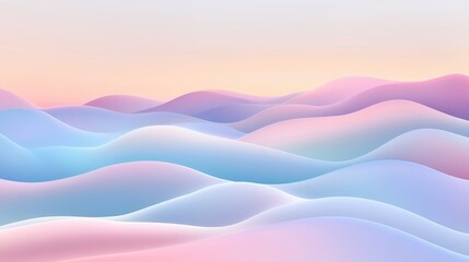 Poster - A serene abstract landscape with soft waves of pastel colors blending seamlessly, reminiscent of a tranquil sunset, suitable for backgrounds in calming designs.