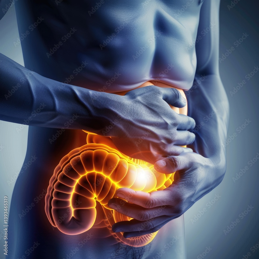 Bowel discomfort in abdomen - gut tension, intestinal cramp, stomach ...