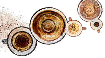 Ideal concentric circles form as coffee brews using the pour-over method, shown against a white backdrop.  