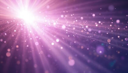 Poster - Abstract purple light beams with bokeh effect, bright beams. Violet color flare, shimmer particles, dreamy atmosphere. Perfect for design, posters, banners, wallpaper, magical themes.