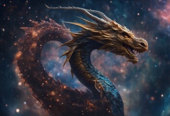 Wall Mural - background cosmic space dragon abstract fire colours night lactic emotion mystic floral creative fan