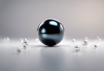 Wall Mural - white isolated black shpere background 3d pearl render metallic dripped bubble float ball calm shape