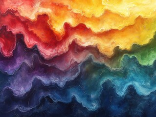 Aufkleber - A Colorful Abstract Painting with Wavy Lines and Circles