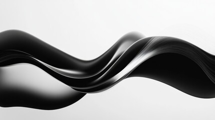 Poster - Flowing abstract black and white waves create a minimalistic design with smooth motion and high contrast that evokes a sense of tranquility and elegance