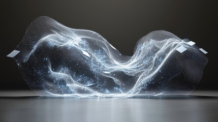 Fototapete - Abstract Digital Waveform: Glowing Particle Simulation