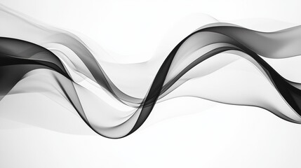 Aufkleber - Flowing abstract waves in black and white with smooth motion create a minimal and high contrast design