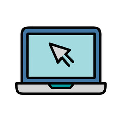 Leinwandbilder - Laptop with Cursor Vector Icon Design

