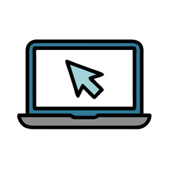 Leinwandbilder - Laptop with Cursor Vector Icon Design


