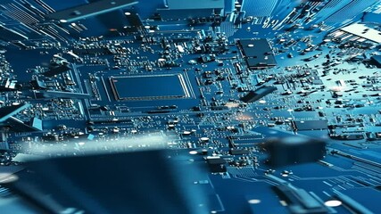 Poster - Abstract Blue Circuit Board Technology Background