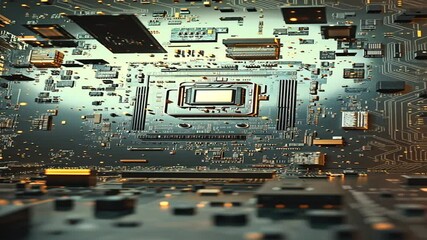 Aufkleber - Abstract Green and Gold Circuit Board Texture