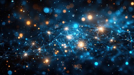 Abstract network connection, glowing nodes, digital background, technology concept