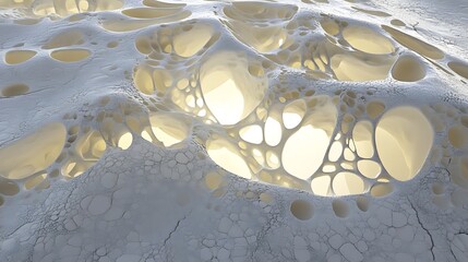 Poster - Abstract composition featuring translucent organic shapes with soft illumination creating a soothing, ethereal atmosphere