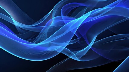 Poster - abstract blue waves journey through fluidity and motion, embracing tranquility in digital space with