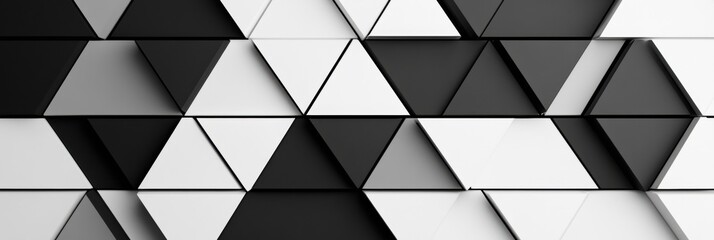 Fototapete - Geometric triangle pattern in black and white creates a clean minimalist design for modern interiors and artwork display