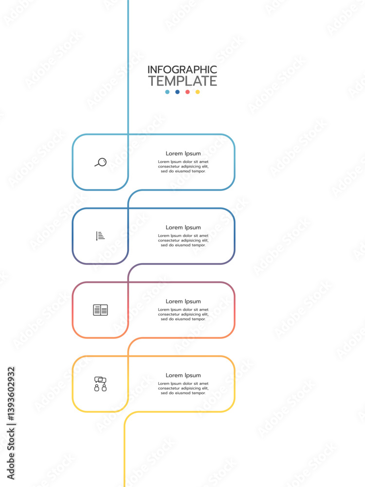 4 Steps elements placed in vertical row. Concept of 4 successive steps ...