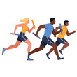 © Cansu - Runners in motion with batons in a flat and colorful vector illustration