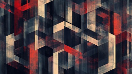Poster - Abstract Geometric Background with Texture and Red Accent Color